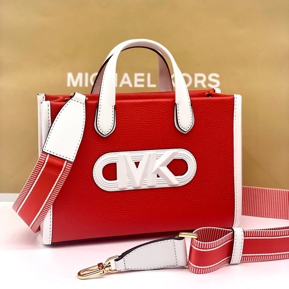 Michael Kors Gigi Small Embossed Pebbled Leather Messenger Bag - Picture 1 of 16